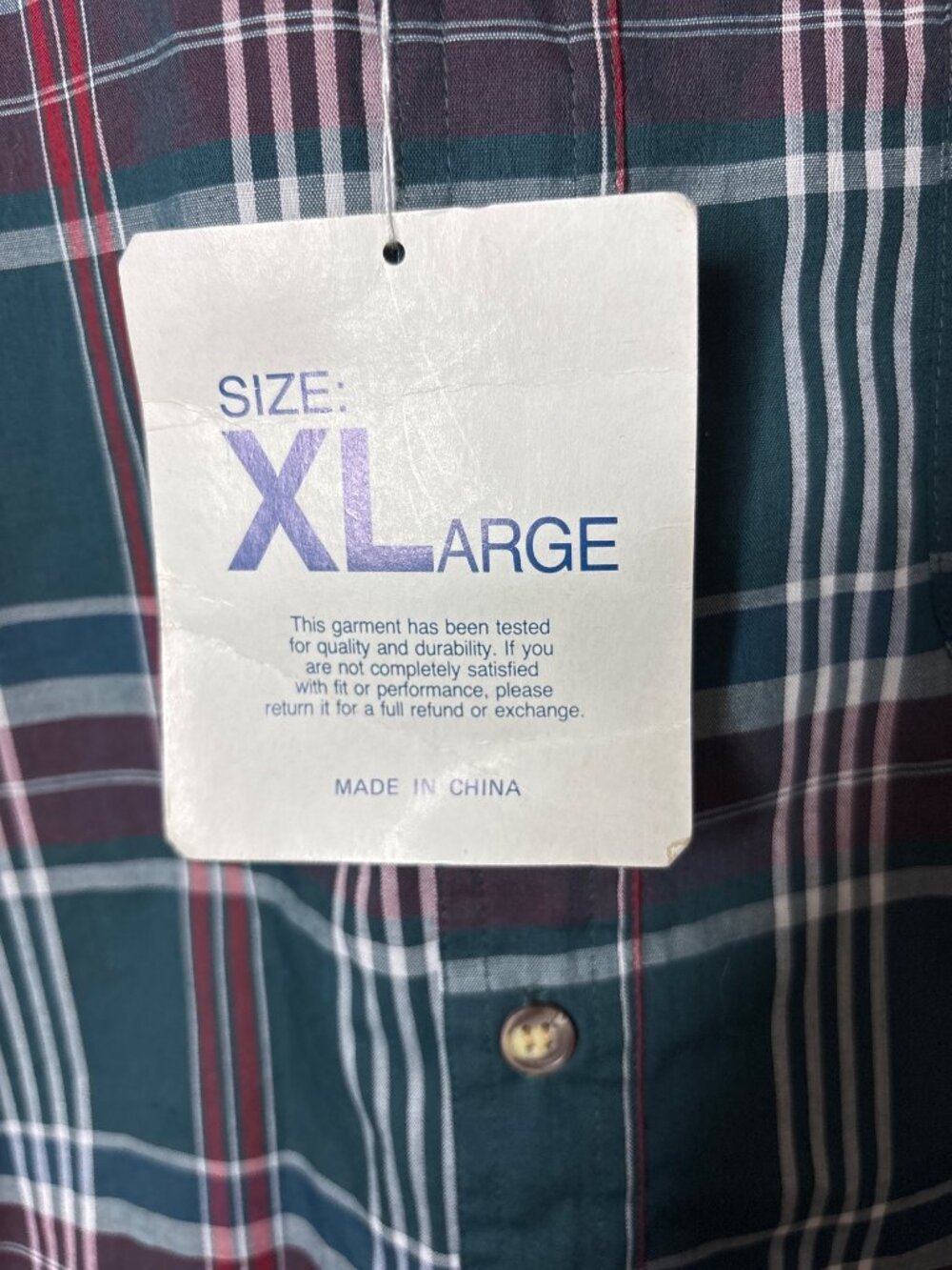 Saddlebrook Mens Button Down Shirt Size XL Plaid Multicolor Vintage New - Picture 4 of 5